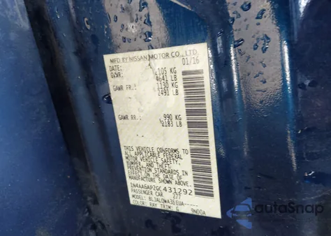 2016 Nissan Maxima 3.5S/Sv/Sl/Sr/Plat from USA, damaged, VIN 1N4AA6AP2GC431292